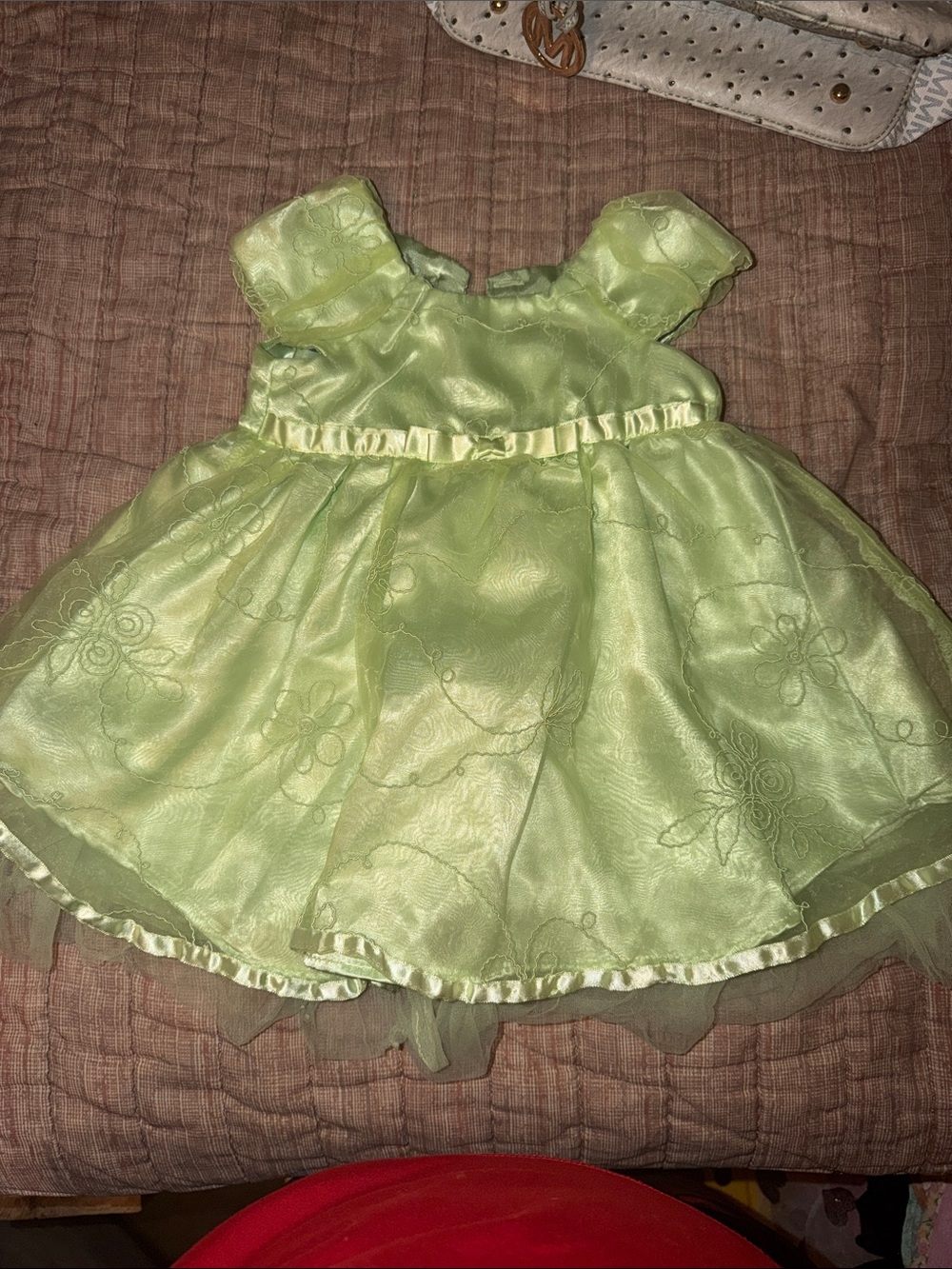 Zara Light Green Floral Organza Party Dress for Kids
